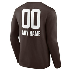 Cleveland Browns Personalized Name & Number Team Wordmark Long Sleeve T-Shirt Brown