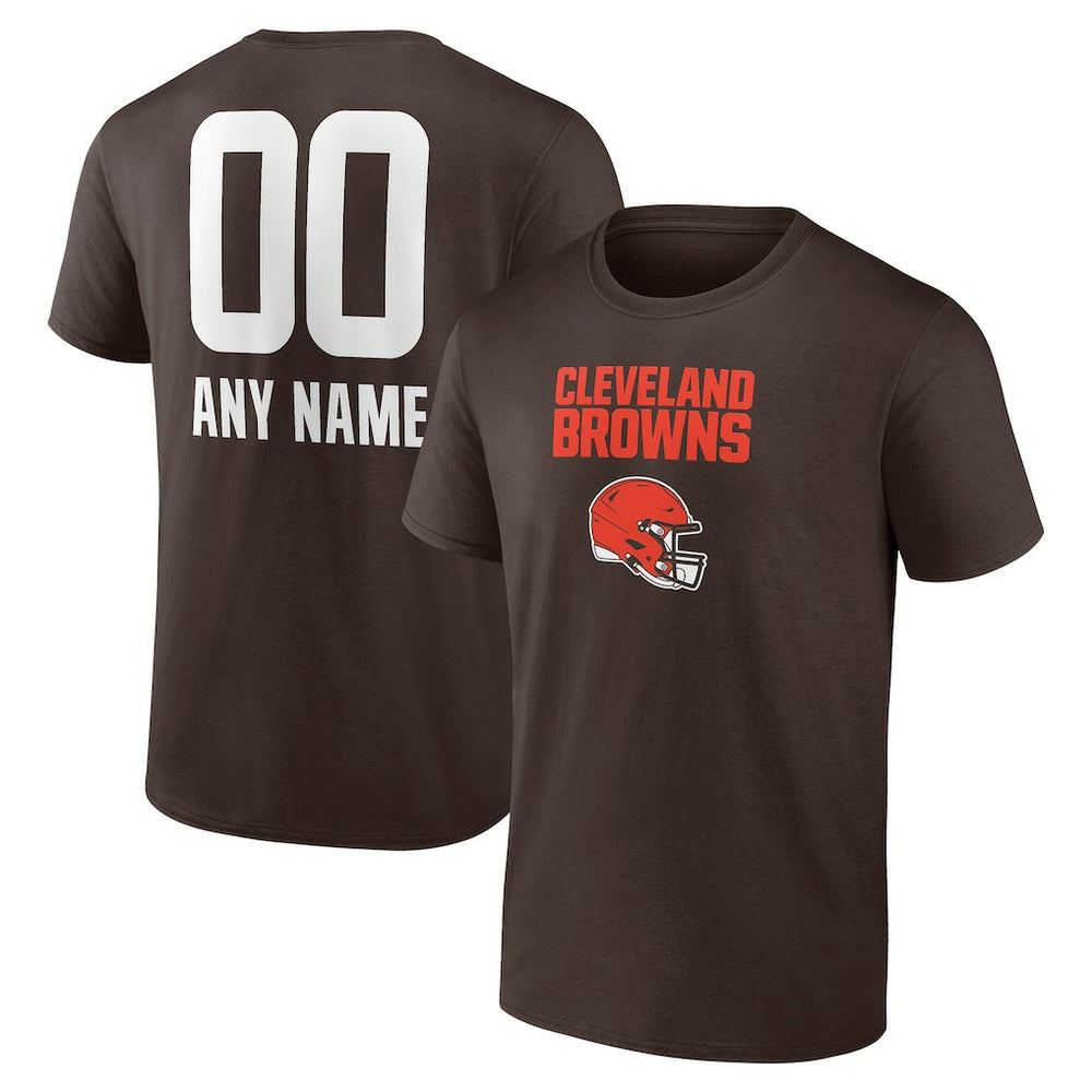 Cleveland Browns Personalized Name & Number Team Wordmark T-Shirt Brown