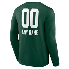 Green Bay Packers Personalized Name & Number Team Wordmark Long Sleeve T-Shirt Green
