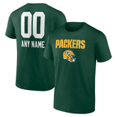 Green Bay Packers Personalized Name & Number Team Wordmark T-Shirt Green