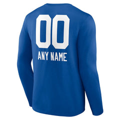 Indianapolis Colts Personalized Name & Number Team Wordmark Long Sleeve T-Shirt Royal