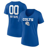 Indianapolis Colts Women's Personalized Name & Number Team Wordmark V-Neck T-Shirt Royal