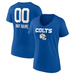 Indianapolis Colts Women's Personalized Name & Number Team Wordmark V-Neck T-Shirt Royal