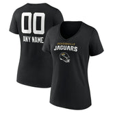 Jacksonville Jaguars Women's Personalized Name & Number Team Wordmark V-Neck T-Shirt Black