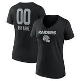 Las Vegas Raiders Women's Personalized Name & Number Team Wordmark V-Neck T-Shirt Black