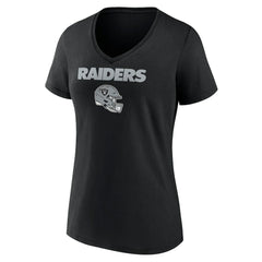 Las Vegas Raiders Women's Personalized Name & Number Team Wordmark V-Neck T-Shirt Black