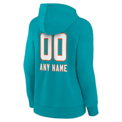 Miami Dolphins Women's Personalized Name & Number Team Wordmark Pullover Hoodie Aqua