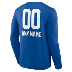 New York Giants Personalized Name & Number Team Wordmark Long Sleeve T-Shirt Royal