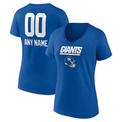 New York Giants Women's Personalized Name & Number Team Wordmark V-Neck T-Shirt Royal