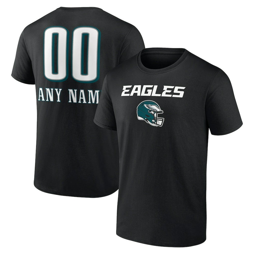 Philadelphia Eagles Personalized Name & Number Team Wordmark T-Shirt Black