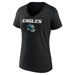 Philadelphia Eagles Women's Personalized Name & Number Team Wordmark V-Neck T-Shirt Black