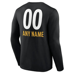 Pittsburgh Steelers Personalized Name & Number Team Wordmark Long Sleeve T-Shirt Black