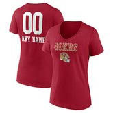 San Francisco 49ers Women's Personalized Name & Number Team Wordmark V-Neck T-Shirt Scarlet