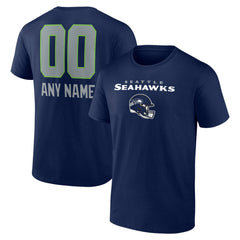 Seattle Seahawks Personalized Name & Number Team Wordmark T-Shirt College Navy