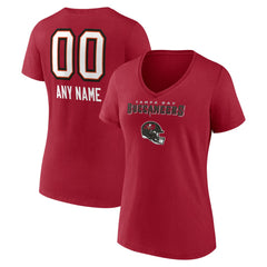 Tampa Bay Buccaneers Women's Personalized Name & Number Team Wordmark V-Neck T-Shirt Red