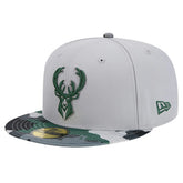 Milwaukee Bucks Active Color Camo Visor 59FIFTY Fitted Hat Gray