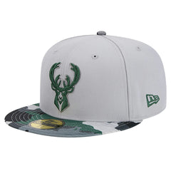 Milwaukee Bucks Active Color Camo Visor 59FIFTY Fitted Hat Gray