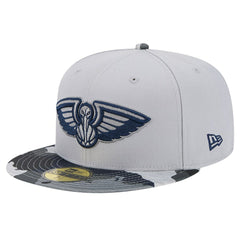 New Orleans Pelicans Active Color Camo Visor 59FIFTY Fitted Hat Gray