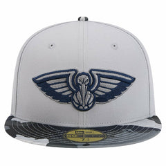 New Orleans Pelicans Active Color Camo Visor 59FIFTY Fitted Hat Gray