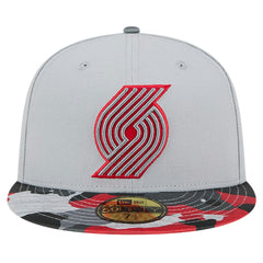 Portland Trail Blazers Active Color Camo Visor 59FIFTY Fitted Hat Gray
