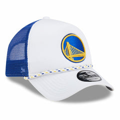 Golden State Warriors Court Sport Foam A-Frame 9FORTY Adjustable Trucker Hat White/Royal