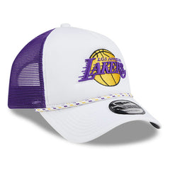 Los Angeles Lakers Court Sport Foam A-Frame 9FORTY Adjustable Trucker Hat White/Purple