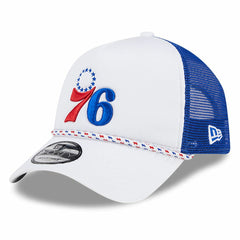 Philadelphia 76ers Court Sport Foam A-Frame 9FORTY Adjustable Trucker Hat White/Royal