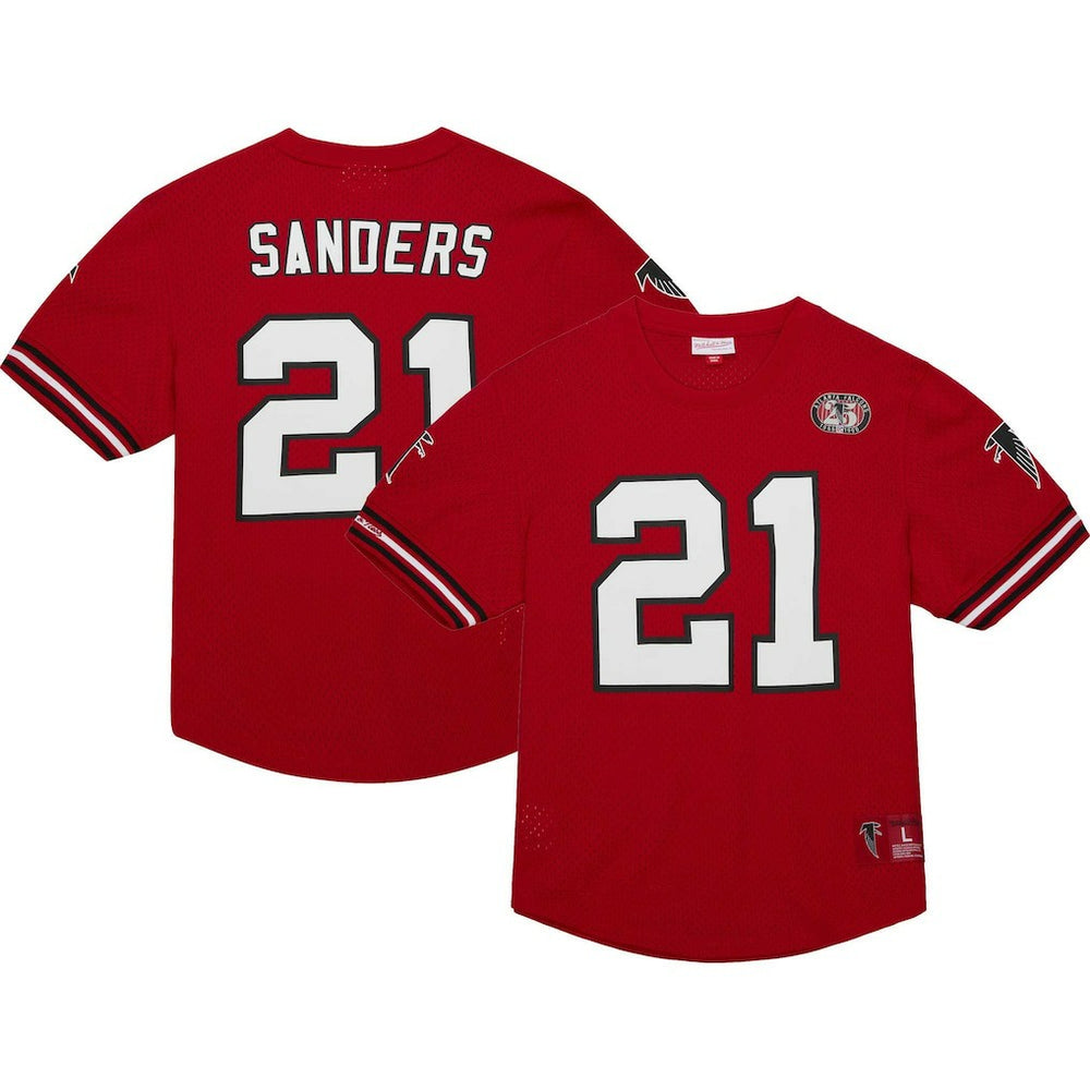 Deion Sanders Atlanta Falcons Retired Player Name & Number Mesh Top Red