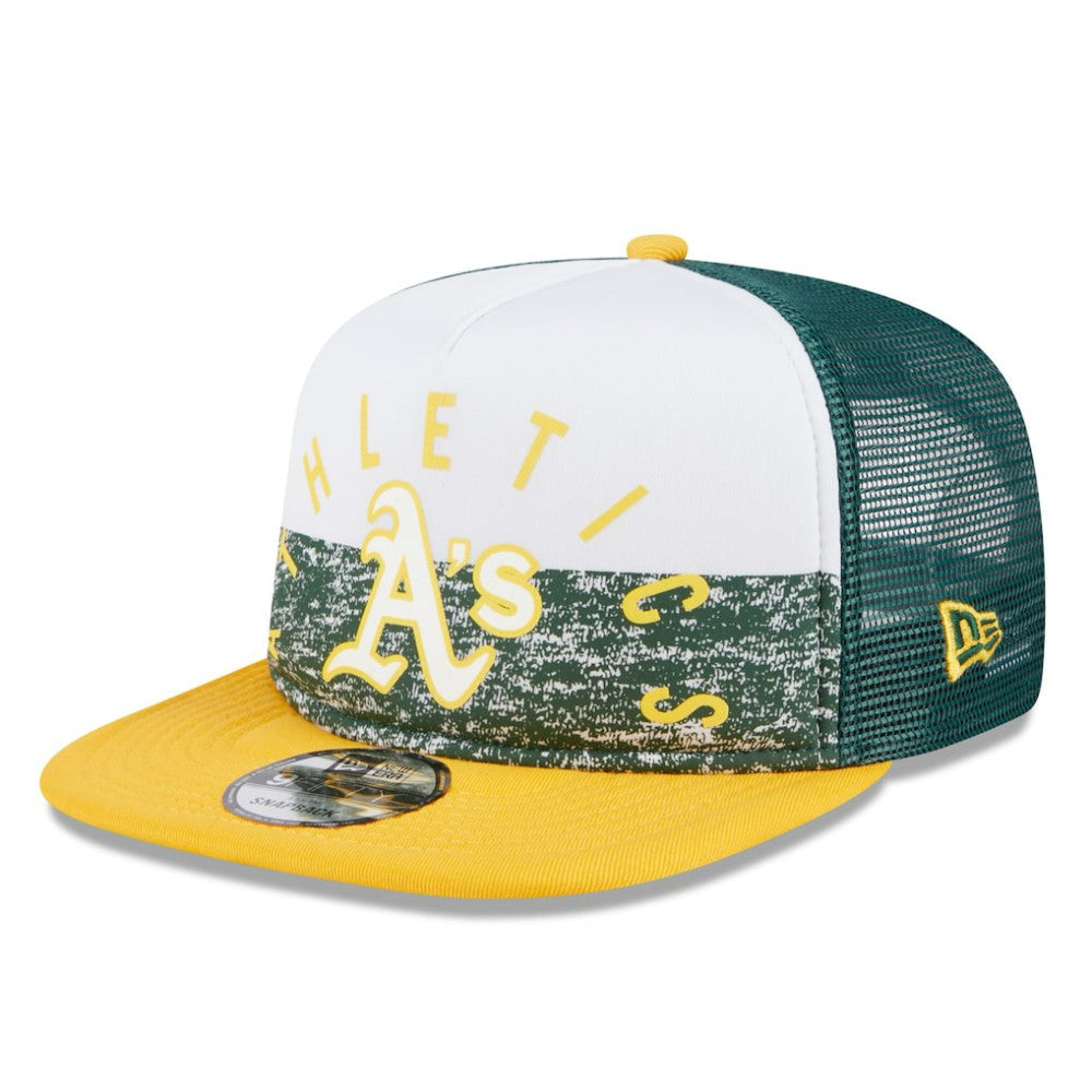 Athletics New Era Team Foam Front A-Frame Trucker 9FIFTY Snapback Hat - White/Gold Hats