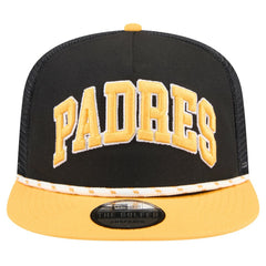 San Diego Padres New Era Throwback Meshback Golfer Hat - Black Hats