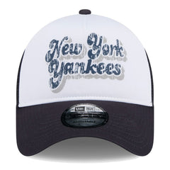 New York Yankees New Era Women's Throwback Team Foam Front A-Frame Trucker 9FORTY Adjustable Hat - White/Navy Hats