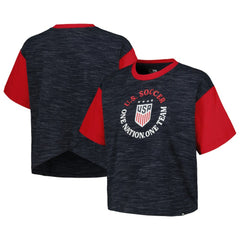 USWNT 5th & Ocean by New Era Women's Athletic Cross Back Cropped T-Shirt Navy shop