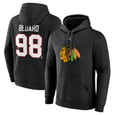NHL Connor Bedard Chicago Blackhawks Fanatics Authentic Stack Name & Number Tri-Blend Pullover Hoodie - Black