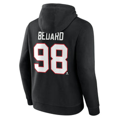 NHL Connor Bedard Chicago Blackhawks Fanatics Authentic Stack Name & Number Tri-Blend Pullover Hoodie - Black