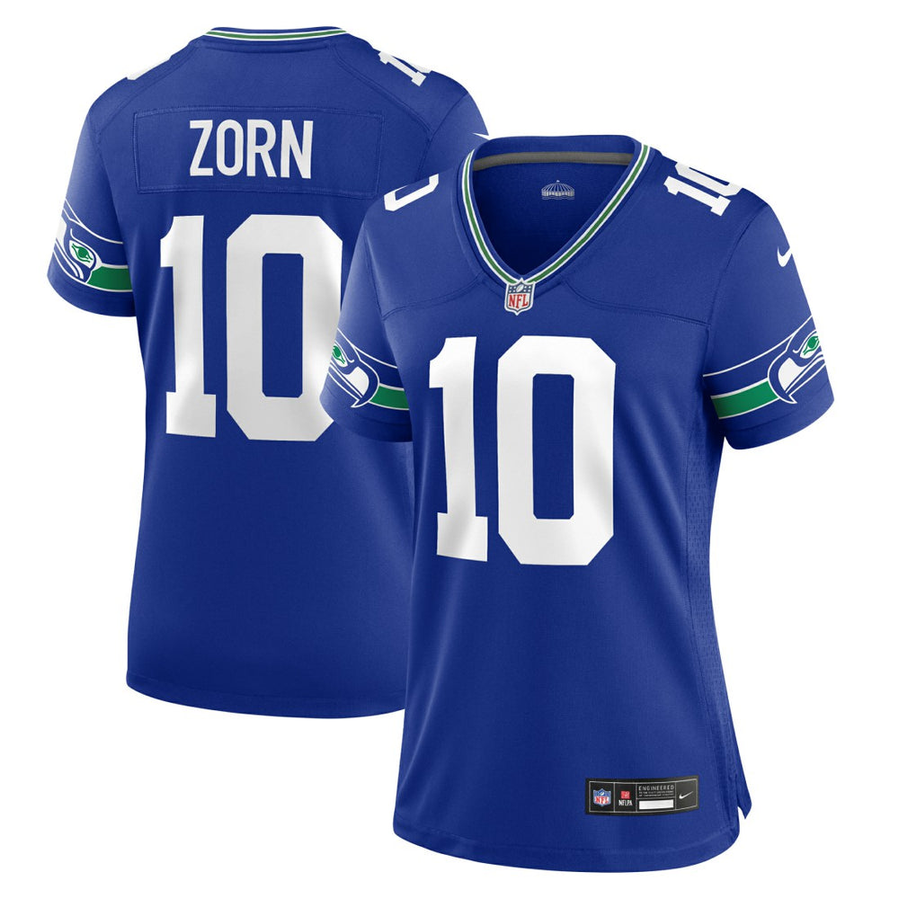 NFL Jim Zorn Seattle Seahawks Women's Throwback Retired Player Game Jersey - Royal
