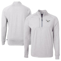 Philadelphia Eagles Cutter & Buck Adapt Eco Knit Heathered Recycled Quarter-Zip Pullover Heather Gray