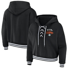 Miami Dolphins WEAR by Erin Andrews Women's Lace-Up Pullover Hoodie Black