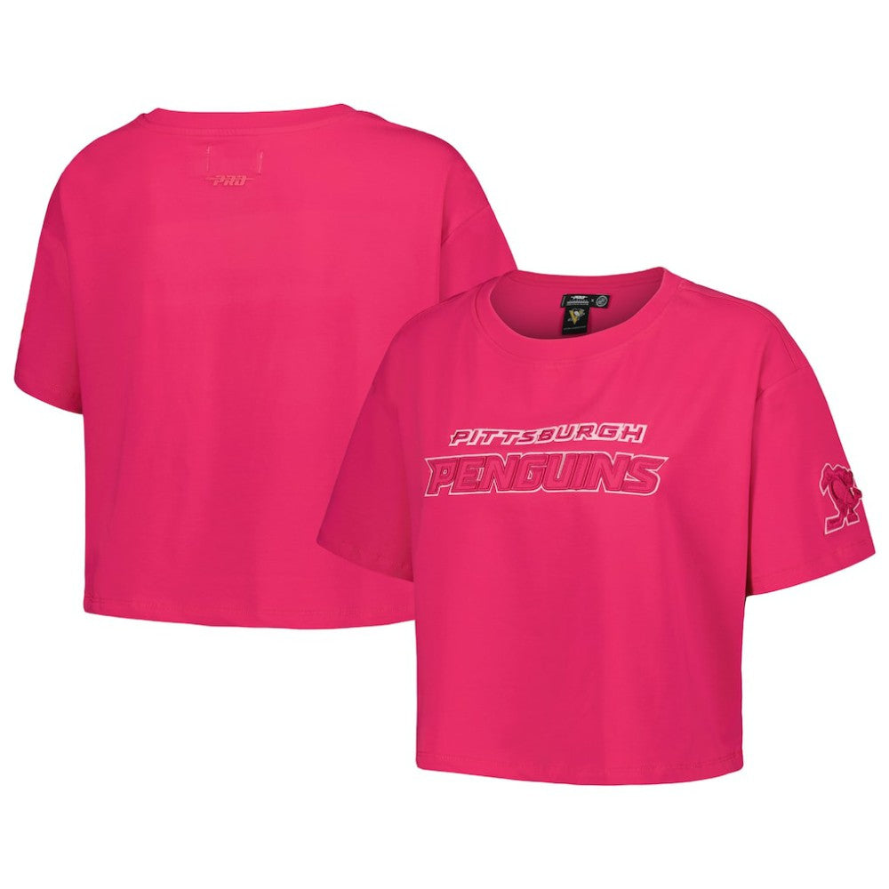 NHL Pittsburgh Penguins Pro Standard Women's Triple Pink Cropped Boxy T-Shirt