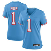 NFL Warren Moon Tennessee Titans Women's Oilers Throwback Retired Player Game Jersey - Light Blue