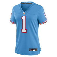 NFL Warren Moon Tennessee Titans Women's Oilers Throwback Retired Player Game Jersey - Light Blue