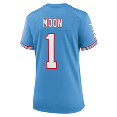 NFL Warren Moon Tennessee Titans Women's Oilers Throwback Retired Player Game Jersey - Light Blue