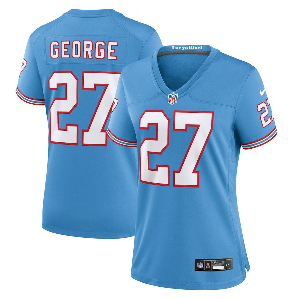 NFL Eddie George Tennessee Titans Women's Oilers Throwback Retired Player Game Jersey - Light Blue