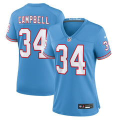 NFL Earl Campbell Tennessee Titans Women's Oilers Throwback Retired Player Game Jersey - Light Blue