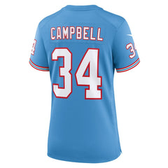 NFL Earl Campbell Tennessee Titans Women's Oilers Throwback Retired Player Game Jersey - Light Blue