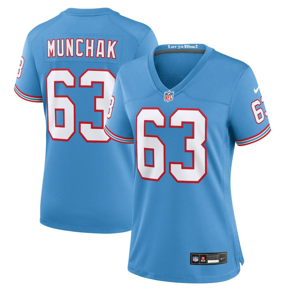 NFL Mike Munchak Tennessee Titans Women's Oilers Throwback Retired Player Game Jersey - Light Blue