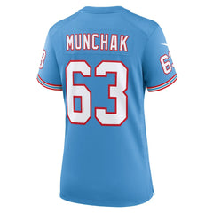 NFL Mike Munchak Tennessee Titans Women's Oilers Throwback Retired Player Game Jersey - Light Blue