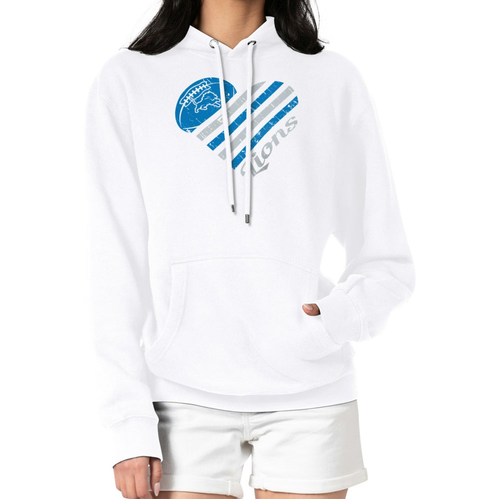 Detroit Lions G-III 4Her by Carl Banks Women's Heart Graphic Fleece Pullover Hoodie White