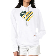 Green Bay Packers G-III 4Her by Carl Banks Women's Heart Graphic Fleece Pullover Hoodie White
