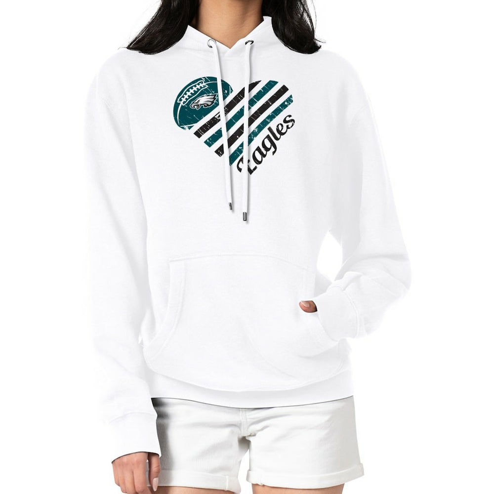 Philadelphia Eagles G-III 4Her by Carl Banks Women's Heart Graphic Fleece Pullover Hoodie White