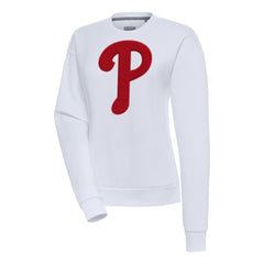 Philadelphia Phillies Antigua Women's Victory Chenille Pullover Sweatshirt - White Pullover